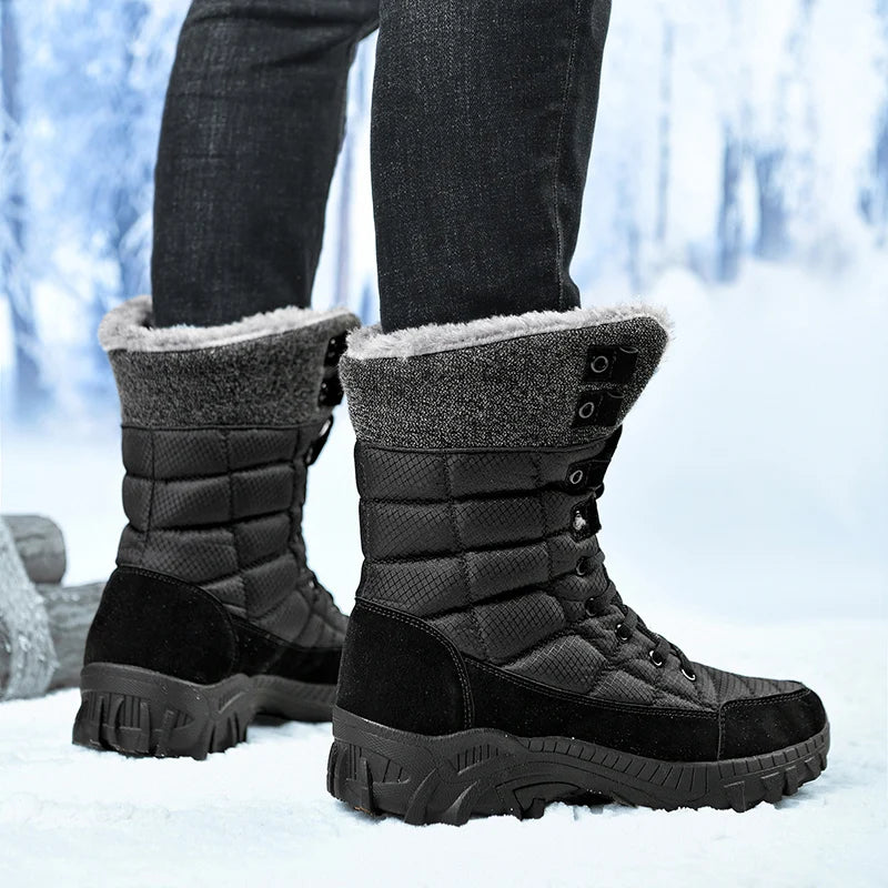 New Winter Waterproof High Top Men Boots Plush Warm Snow Boots Men Sneakers Ankle Boots Outdoor Men's Desert Boots Botas Hombre