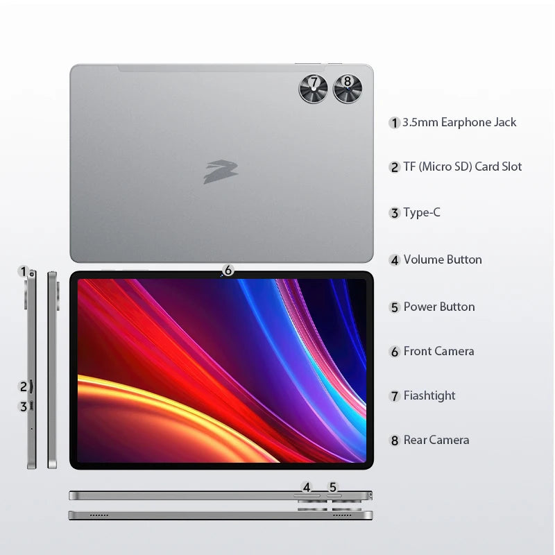 SVITOO Android 16 Tablet 11 Inch Unisoc T615 20GB RAM 128GB ROM 8800mAh Battery WiFi 5 Bluetooth 5.0 GPS Widevine L1 With Case