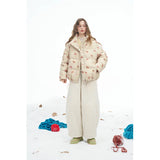 ELFSACK 2025 Winter New Arrivals Y2K Sweet Cute Solid Rose Bow Graphic Hoodless Half High Stand Collar Short Down Jacket For Wom