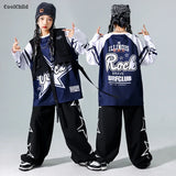 Girls Hip Hop Star Sweatshirt Vest Joggers Pants Boys Cool Streetwear Clothes Set Kids Children Jazz Street Dance K-pop Costumes
