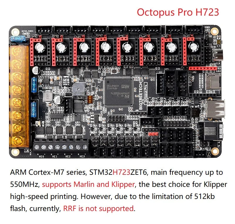 BIGTREETECH Octopus Pro 3D Printer Motherboard 60V 8-axis Support TMC5160 Pro TMC2209 for Ender3 VORON 2.4 3D Control Board
