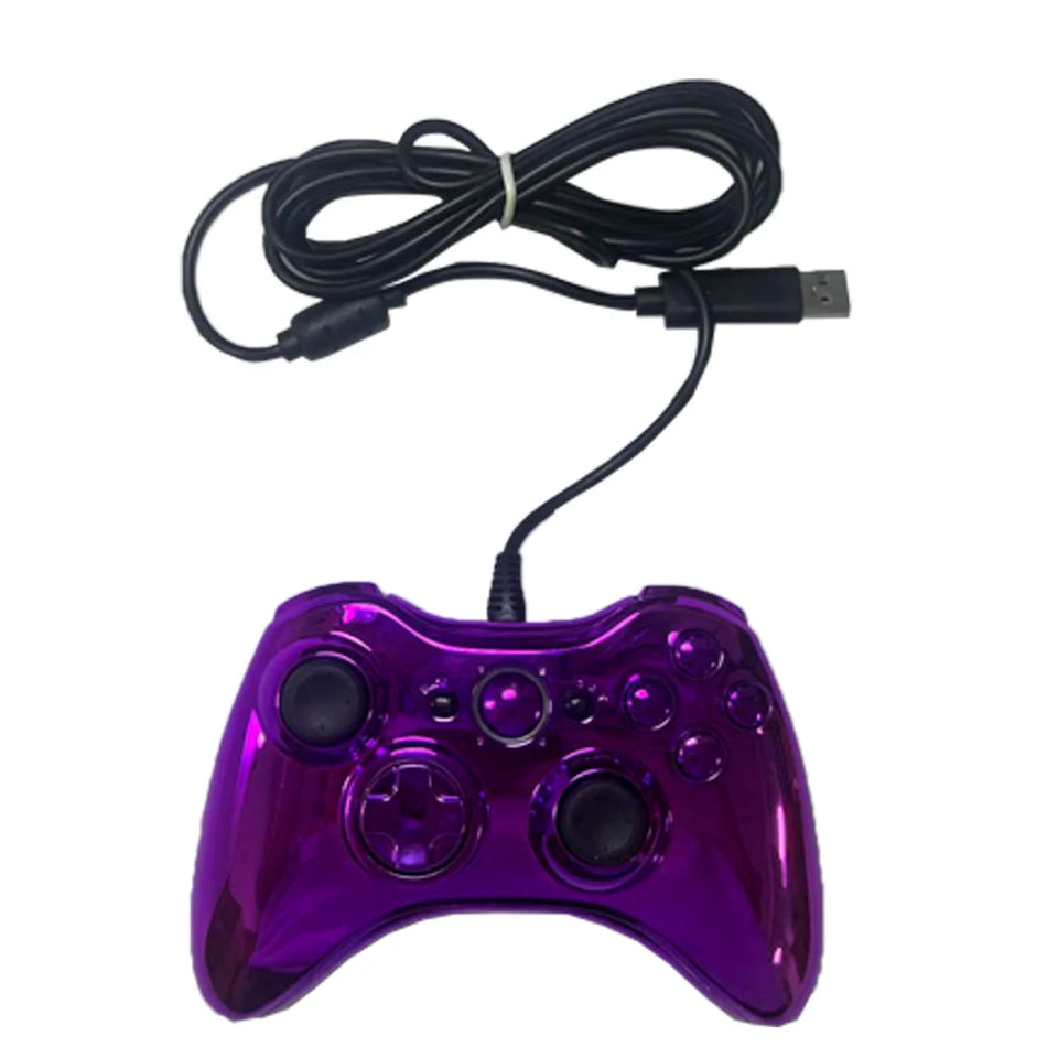 Wired Game Controller with Sleek Electroplated Finish – USB Gaming Peripheral, Compatible with Xbox 360 & PC