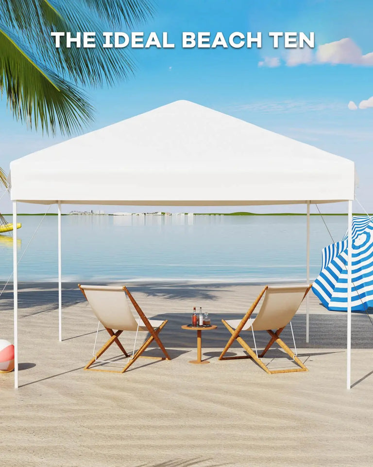 10x10 FT Pop Up Canopy Tent with 3 Adjustable Heights – Outdoor Sun Shade Shelter, 4 Sandbags & Carry Bag, for Parties & Events