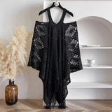 New Spring and Summer Fashion Women's Fringed Knitted Shawl Women Hollow out Solid Color Capes Knitted Pullover