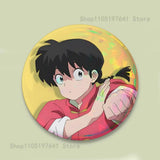COOL Ranma 1 2 Reflective Pin Tinplate Round Brooch Cartoon Cosplay Badges for Bag Hat Toys Gifts