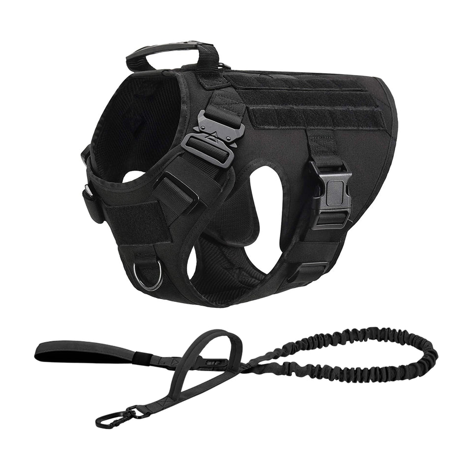 Tactical Dog Harness Collar Leash Molle Pouches For Medium Large Dogs Pet German Shepherd Training Walking Vest Dog Harnesses