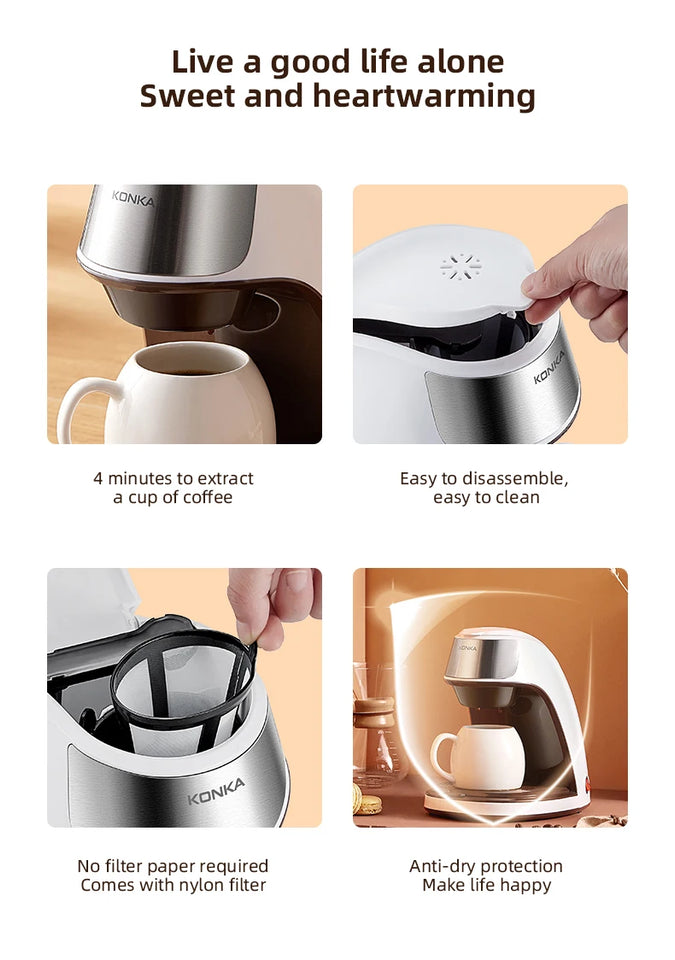 Household small office tea brewing machine Portable Coffee Maker Automatic drip coffee machine