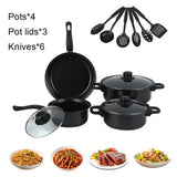 12-Piece Non-Stick Cookware Set Cooking Pot with Lid Milk Pot Maifan Stone Frying Pan Cooking Pot Set for All Hob