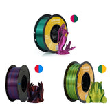 KINGROON Dual-color Silk PLA Filament 1.75mm 2 Color Coextrusion Glossy 3D Printer Filament PLA, 3kg/pack 1kg each spool