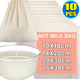 Cotton Strainer Bag Soy Milk Wine Filter Bags Nut Yogurt Clothbags Tea Coffee Juice Filter Net Reusable Kitchen Strainers Mesh