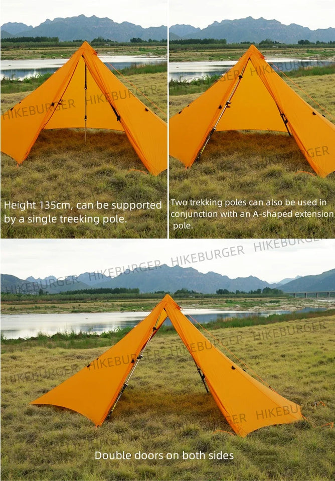 Knot Hufu1 Outdoor Camping Pyramind Tent Lightweight 20D Double Silicone Hiking Traveling Backpack 1P-2P Octagonal Tent