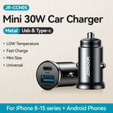 Joyroom 30W Car Charger Adapter PD QC3.0 Mini USB Charger Fast Charging Phone Charger for iPhone Samsung Galaxy Car Accessories