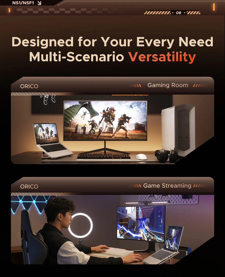 ORICO Laptop Stand for Desk Adjustable Laptop Riser 360° Rotating Ergonomic Notebook Holder Game RGB for All Laptops up 17 Inch