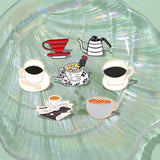 Coffee Collection Enamel Pin for Barista Vintage Rose Tea Latte Americano Brooches Coffee Machine Mini Coffee Bean Badge Jewelry