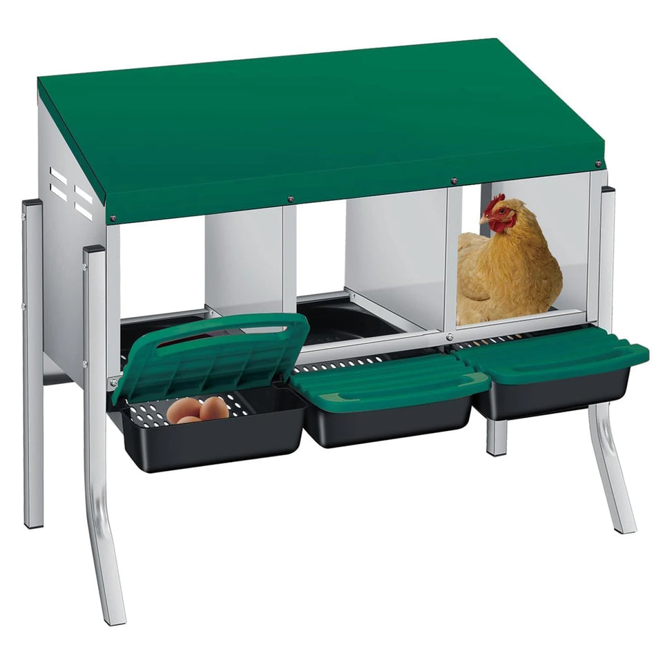 Multi-Compartment Metal Chicken Nesting Box Automatic Roll-Out Egg Collection Waterproof Steel Laying Box for Hens Ducks Rabbits