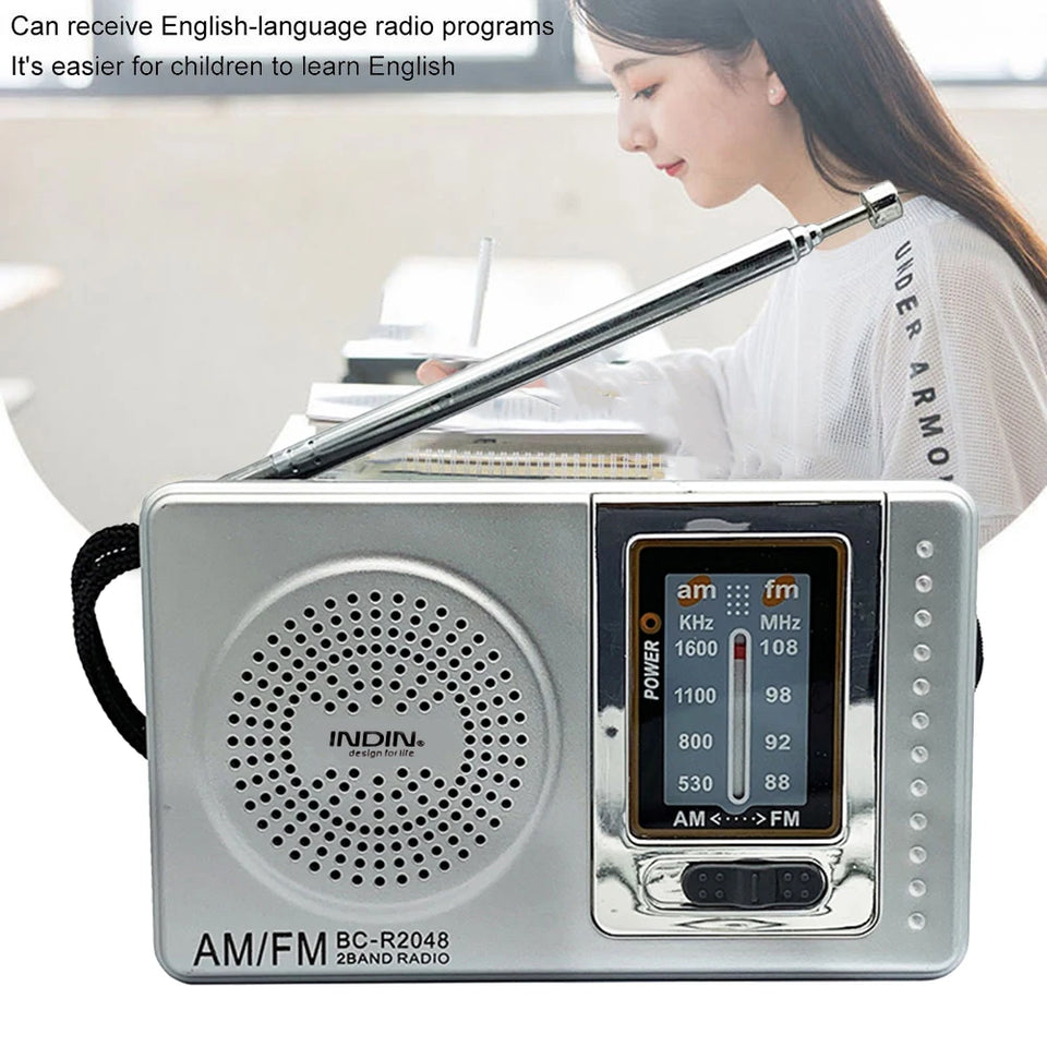 FM/AM Pocket Radio Player Telescopic Antenna Dual Band Music Player Radio Battery Powered Pocket Stereo Radio Built-in Speaker