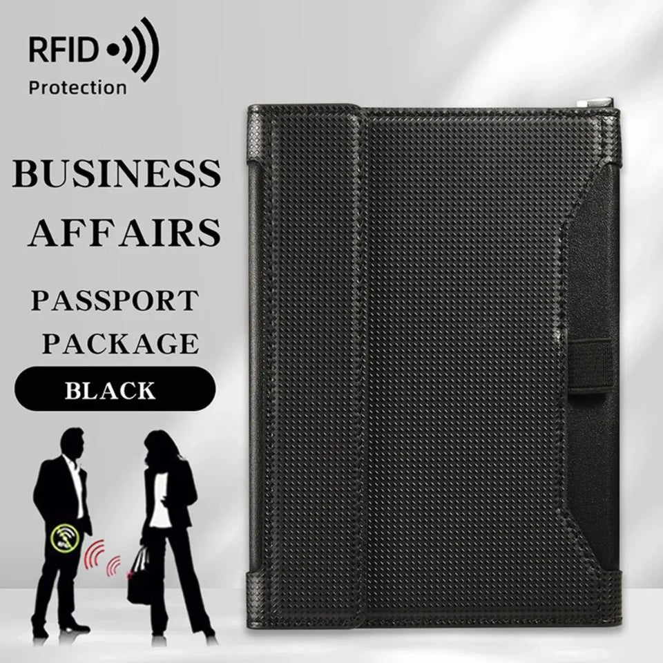 New Solid Color Passport Holder RFID Blocking Ticket Slot Clip Protective Cover Protector Leather Travel Card Bag
