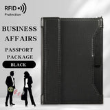 New Solid Color Passport Holder RFID Blocking Ticket Slot Clip Protective Cover Protector Leather Travel Card Bag