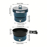 Portable Electric Hot Pot w/Foldable Handles Mini Hot Pot Multi-Functional Ramen Noodle Cooker with Power Adjustment