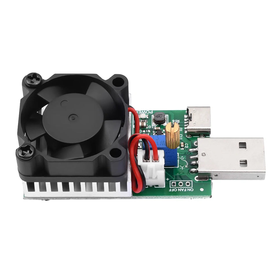 18W 22.5W Electronic Test Load Resistor USB Interface Battery Discharge Capacity Tester with Fan Adjustable Current Module Tool