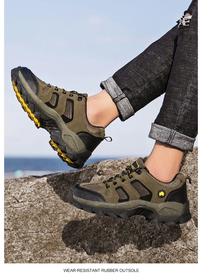 Spring Casual Shoes Men Breathable Comfortable Lace Up Walking Shoes Autumn Classic Outdoor Sneakers Thick-Soled Hiking Shoes