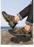 Spring Casual Shoes Men Breathable Comfortable Lace Up Walking Shoes Autumn Classic Outdoor Sneakers Thick-Soled Hiking Shoes