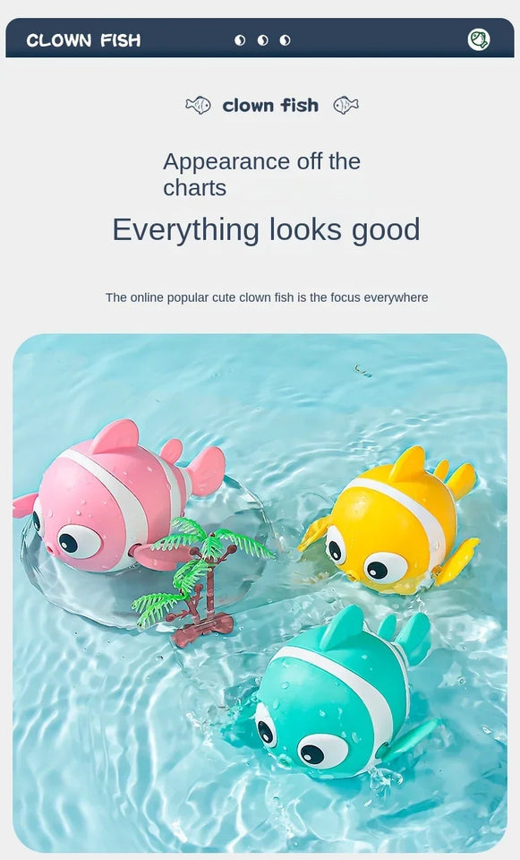 Hot sellingBaby Bath Toys Cute Swimming Fish Cartoon Animal Floating Wind Up Toys Water Game Classic Clockwork Toys For Toddlers