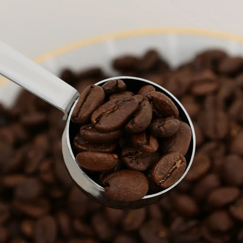 Coffee Scoop Stainless Steel Powder Compactor Spoon with Scale Long Handle for Ground Coffee Spices Baking Measuring Supplies