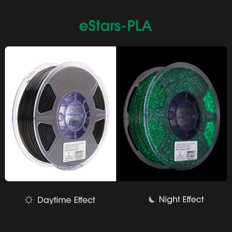 eSun Luminous Star PLA Filament 1KG 1.75mm 3D Printer Filament Glow in the Dark 3D Filament eStars Luminous PLA Filament