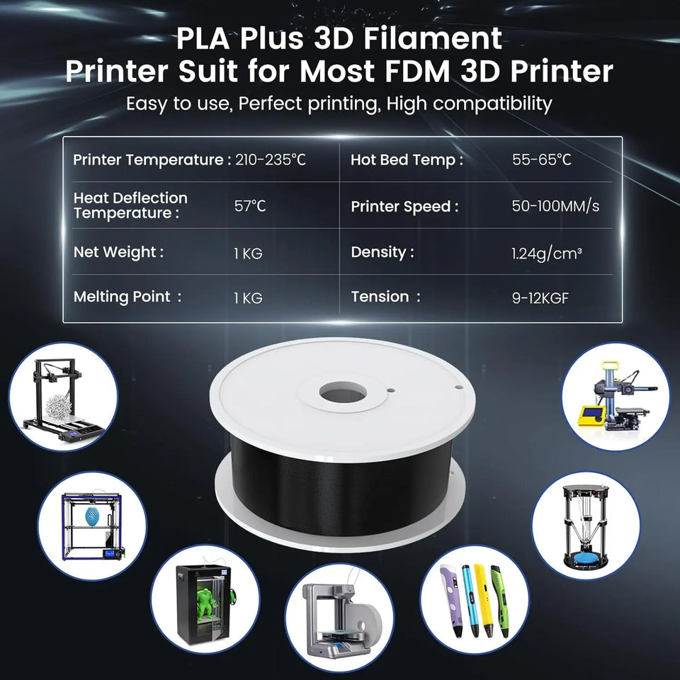 SUNLU 5KG PETG/PLA/PLA PLUS 3D Filament 1.75mm Large Spool Neatly Wound Big Roll Printing Filament for Most FDM 3D Printer
