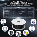 SUNLU 5KG PETG/PLA/PLA PLUS 3D Filament 1.75mm Large Spool Neatly Wound Big Roll Printing Filament for Most FDM 3D Printer