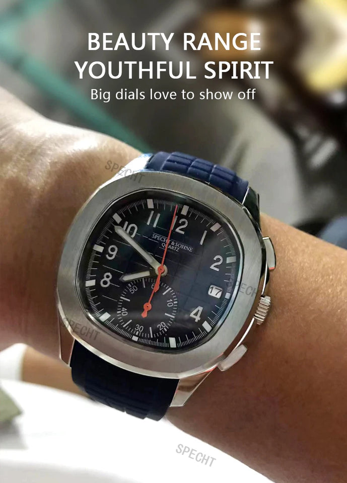 New Arrivals Specht&Sohne Brand Men Quartz Watches 40MM Rose Gold Stainless Steel  Male Functional 5167 Sports Wristwatch 5Bar