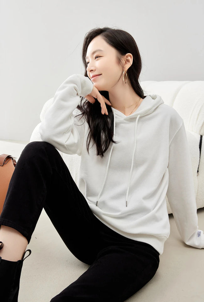 Women Plush Hoodies Sweatshirt 2024 Autumn Long Sleeve Loose Hooded Sweatshirt Versatile Leisure Multicolor Warm Pullover Tops