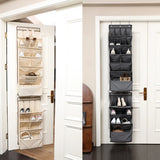 Multi-pockets Wall Storage Bag Large Over Door Hanging Shoe Organiser Behind Doors with 4 Metal Hooks Shoes Rack Storage Bags