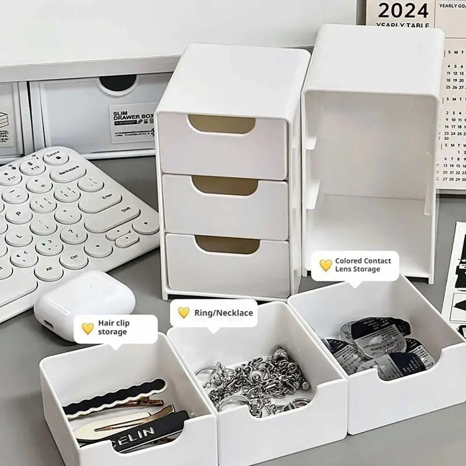 Mini Storage Box Small Drawer Storage Box Layered Grid Drawer Style Storage Box Tier Desk Organizer With Drawers