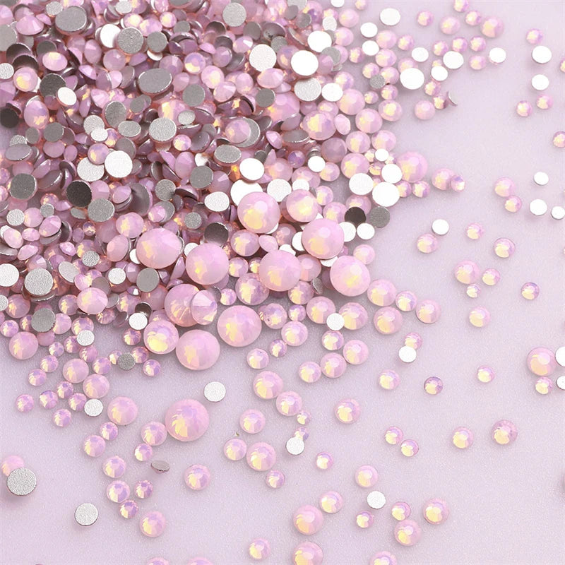 1440Pcs Mix Size Glass Flatback Rhinestone Glitter Crystal AB Round Diamond Non Hotfix Glue On Stone for DIY Nail Art Decoration