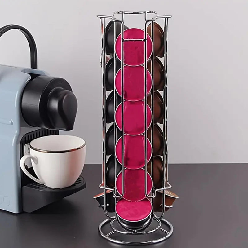Coffee Capsule Display Rack Rotatable Storage Stand 24-Cup Storage Rack Anti-Slip Bottom For Capsules Coffee Tools