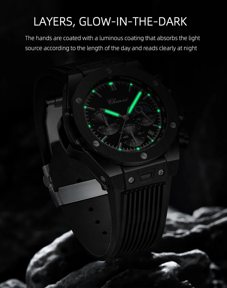CHENXI Top Brand Luxury Watches for Mens Creative Fashion Luminous Dial with Chronograph Clock Male Casual Wristwatches