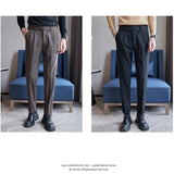 Autumn Winter Neapolitan Trousers Men with 5% Wool Fabric, Coffee Fashionable Simple & Versatile Casual Pants,pantalones Hombre