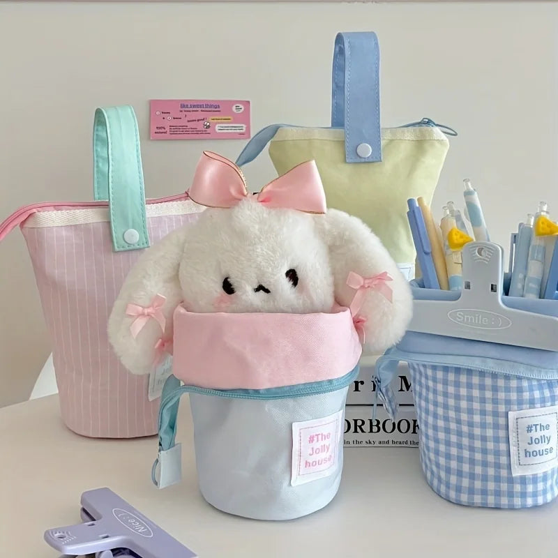 Jolly House Large Capacity Pencil Case, Zipper Fabric Desk Organizer Pen Holder for School Office Travel