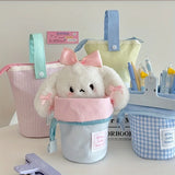 Jolly House Large Capacity Pencil Case, Zipper Fabric Desk Organizer Pen Holder for School Office Travel