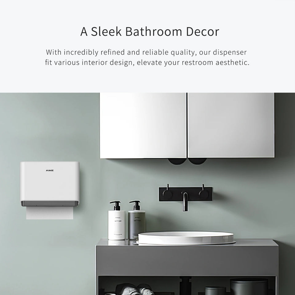 AIKE Professional Paper Towel Holder Wall Mount Punch Free Tissue Dispenser with Smart Lock Paper Box for Toilet Bedroom Kitchen