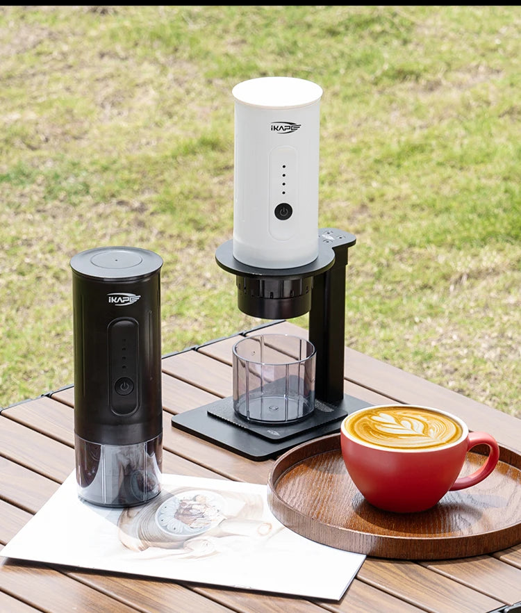 IKAPE Portable Coffee Machine Fit Capsules Ground Coffee Handheld Coffee Maker Manually For Camping Hiking No Heating Function
