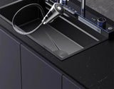 304 Stainless Steel Kitchen Sink, Large Single Sink, Thickened Whale Relief, Digital Display, Washbasin, Washbasin