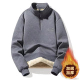 Men’s Quarter Zipper Fleece Sherpa Lined Sweatshirt Winter Warm Thick Fashion Pullover Tops Loungewear 8XL Plus Size