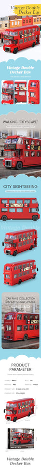 745PCS British Retro Double Decker Bus Model Building Blocks City Tour Bus Car Bricks Desktop Decoration Kids Toys Holiday Gifts