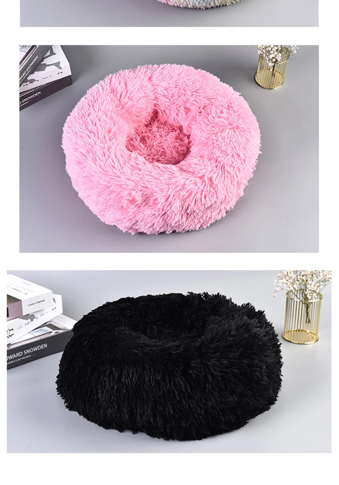Super Soft Pet Bed Kennel Dog Round Cat Winter Warm Sleeping Bag Long Plush Large Puppy Cushion