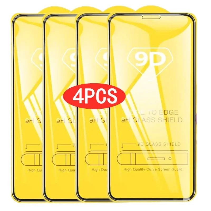 2/4PCS 9D Screen Protector Tempered Glass for IPhone 14 13 12 11 15 Pro Max Protective Glass for IPhone X XR XS Max 7 8 614 Plus