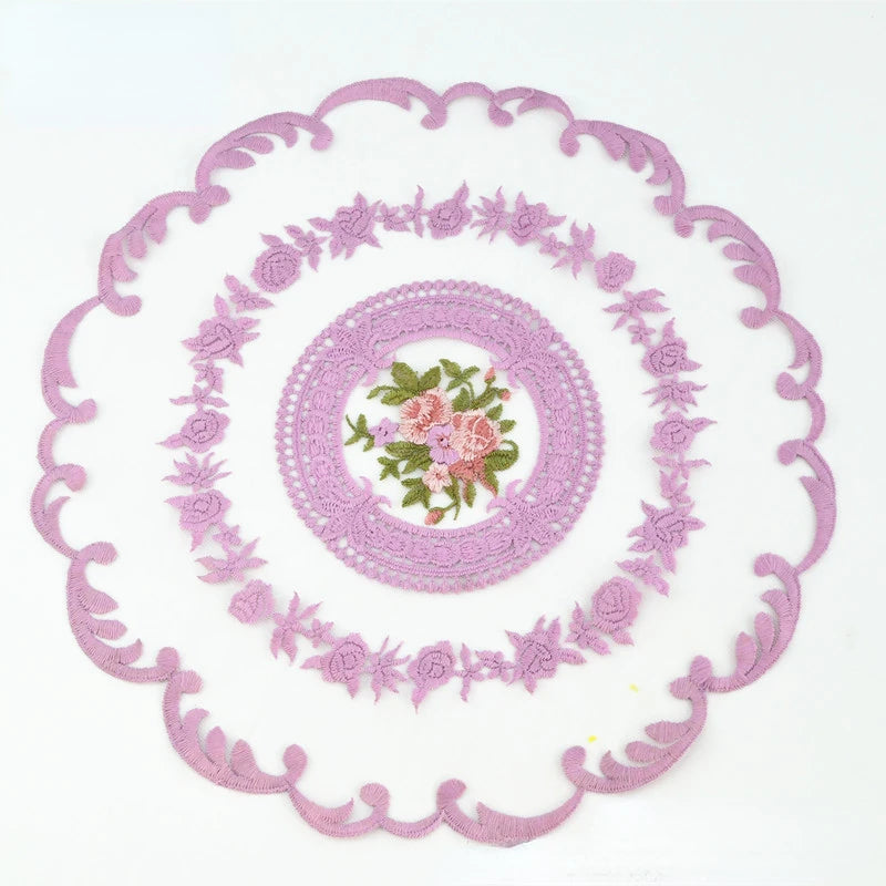 New Embroidered Dinning Table Cover Table Cloth Elegant Round Lace Tablecloth Coffee Coasters Napkin Party Wedding Decoration