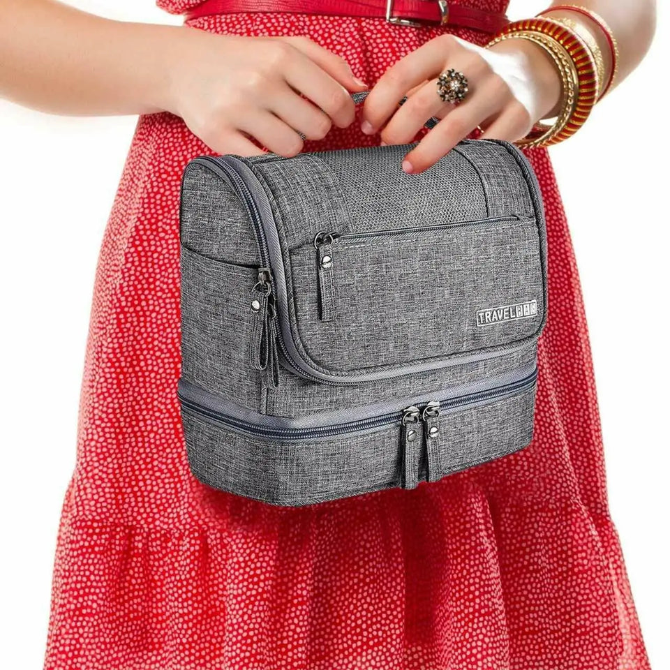 Foldable Toiletry Washbag with Hanging Hook Waterproof Women Bathroom Cosmetic Storage Bag Large Capacity Travel Men Makeup Case